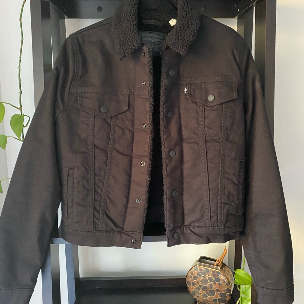 Levi’s black denim fleece lined jacket, size small